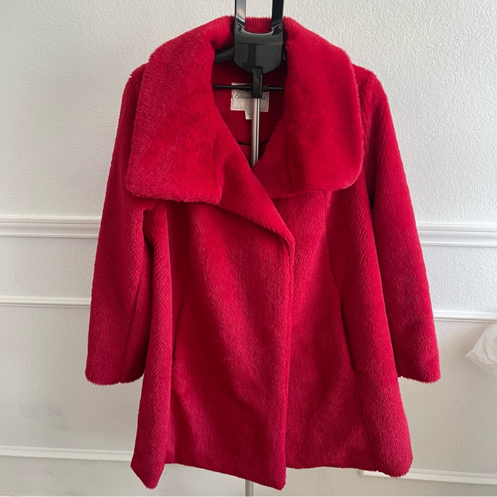Coldwater Creek Vibrant Red Teddy Faux Fur Jacket - Picture 2 of 11
